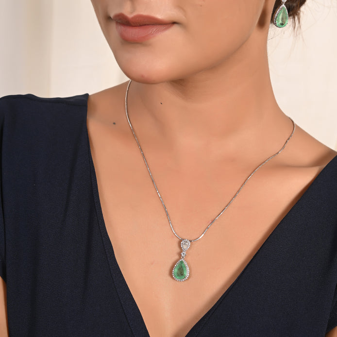 Lush Emerald Cut Moissanite Necklace Set