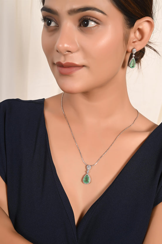 Lush Emerald Cut Moissanite Necklace Set