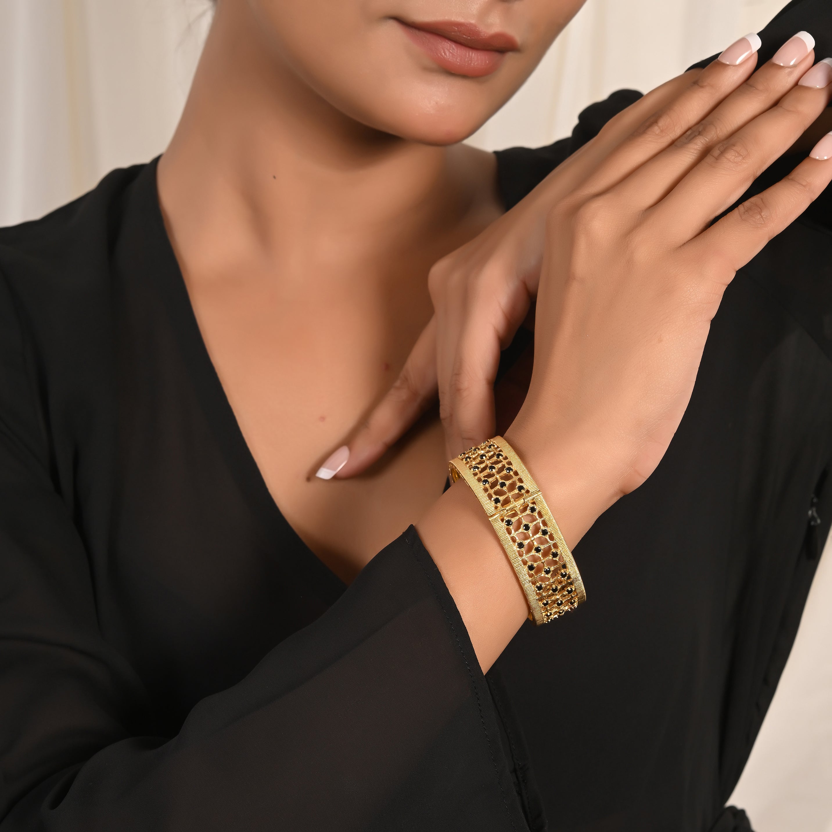 Sleek Black Spinel Bangle