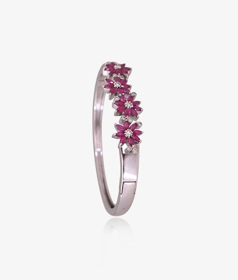 Regal Ruby & Diamond Flower Bangle